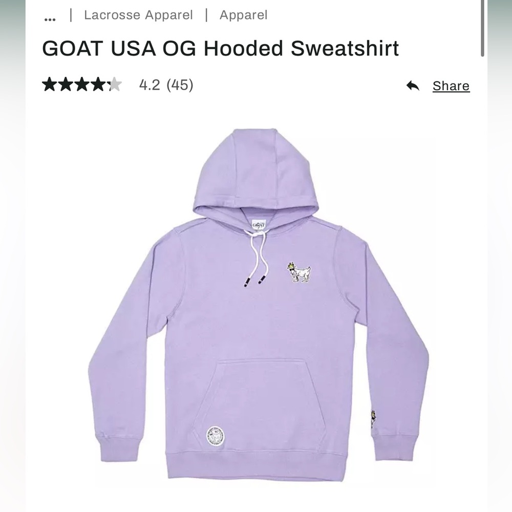 Like new GOAT sweatshirt lavender purple adult Medium